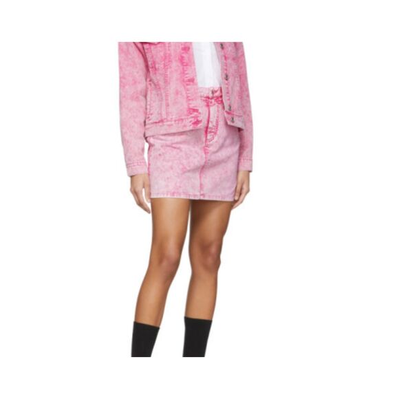 MSGM Acid Washed Denim Miniskirt Pink‎ NWOT 44 (US 10) - Picture 2 of 7